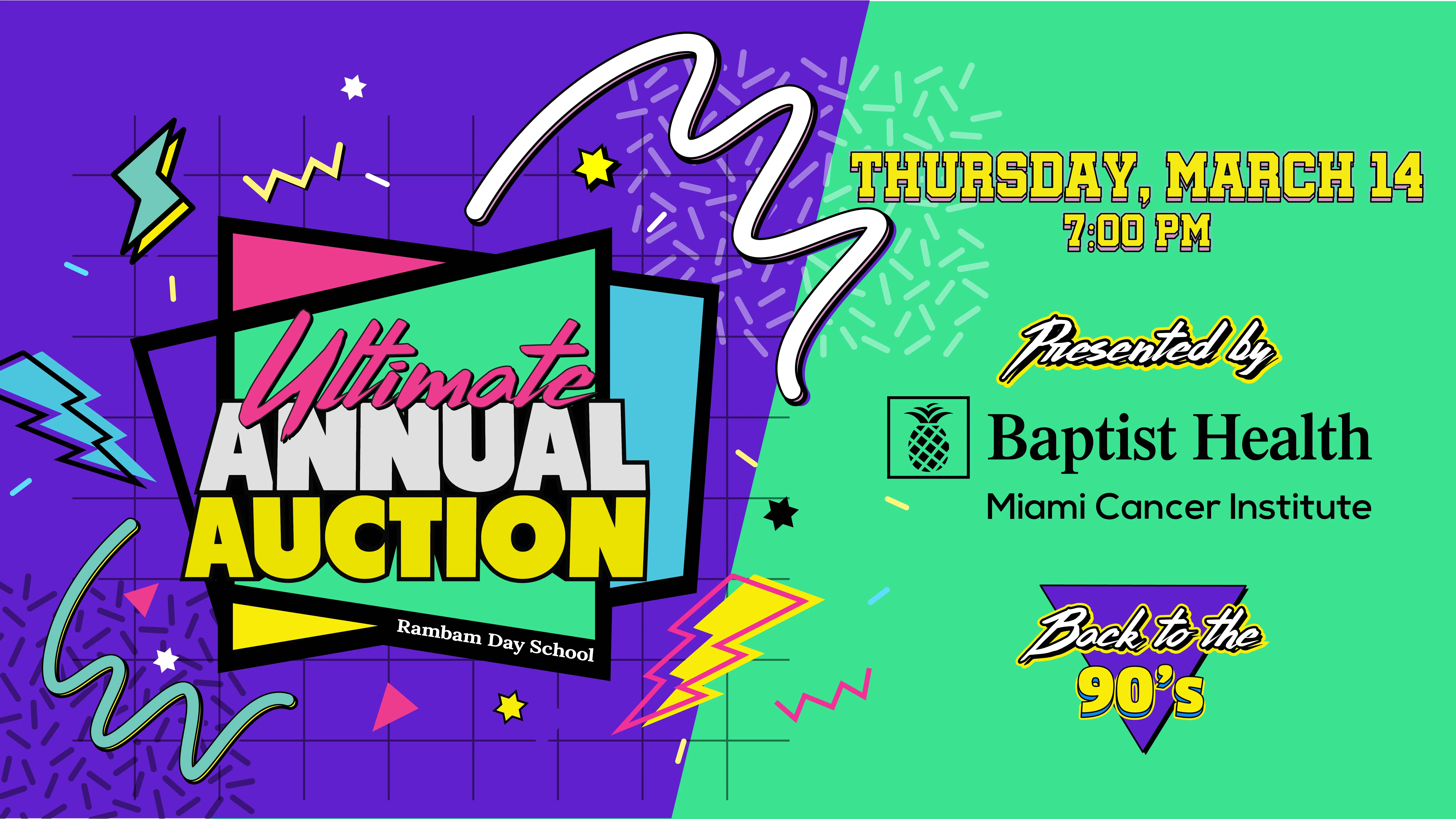 Annual Auction Updated Web Banner Presented by Baptist Health Miami Cancer Insitute